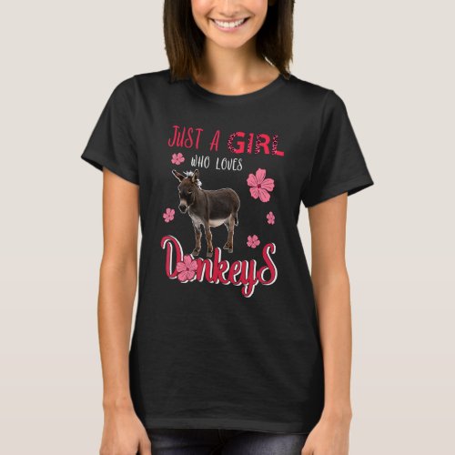 Just A Girl Who Loves Donkeys Leopard Flowers T_Shirt