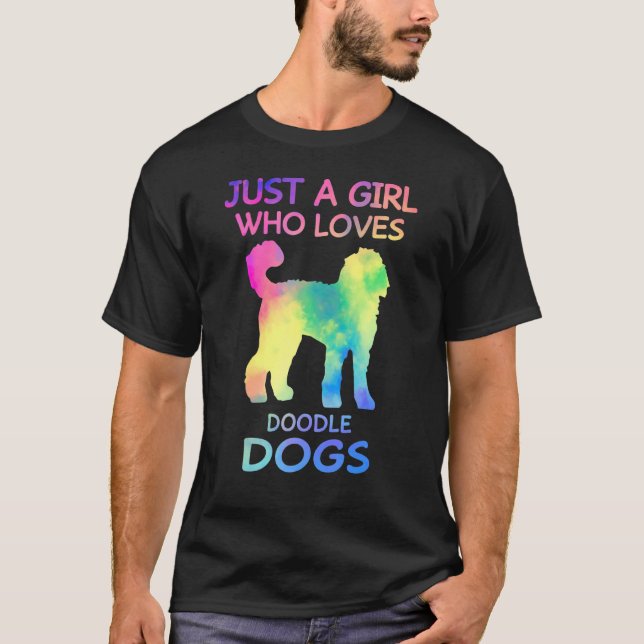 Just A Girl Who Loves Doodle Dogs Funny Doodle Dog T-Shirt (Front)