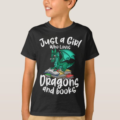 Just A Girl Who Loves Dragons And Books Reading Dr T_Shirt
