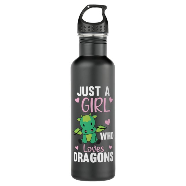 Just A Girl Who Loves Dragons Fantasy Dragon Green Stainless Steel Water Bottle (Front)