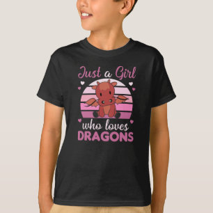 Just A Girl Who Loves Dragons Fantasy Red Dragon T-Shirt