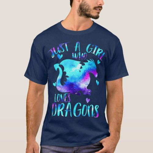 Just a Girl Who Loves Dragons Galaxy Space Cute T_Shirt