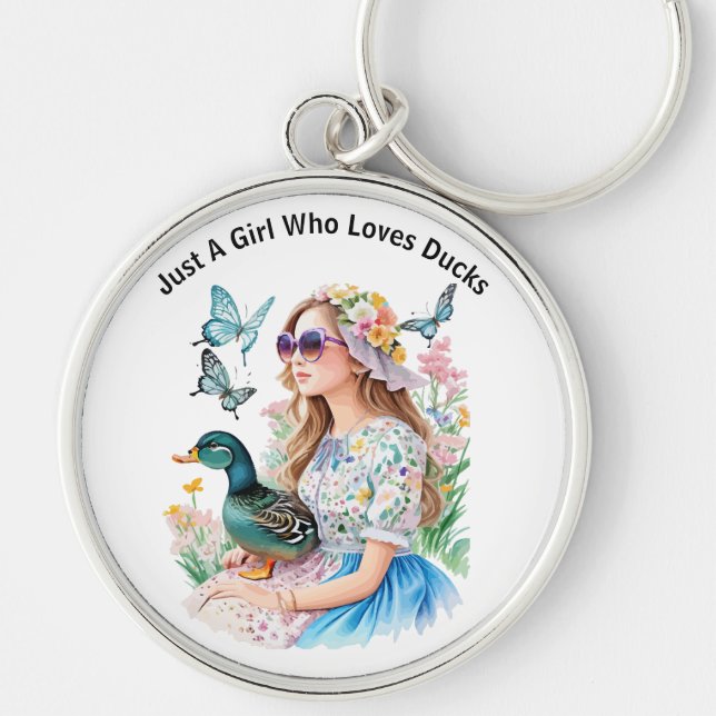 Just A Girl Who Loves Ducks Custom Photo Text on  Keychain (Front)