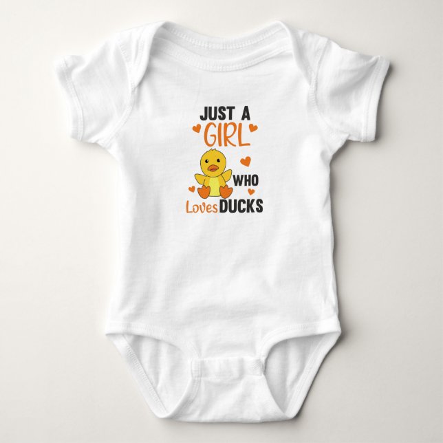 Just A Girl Who Loves Ducks - Cute Animals Duck Baby Bodysuit (Front)