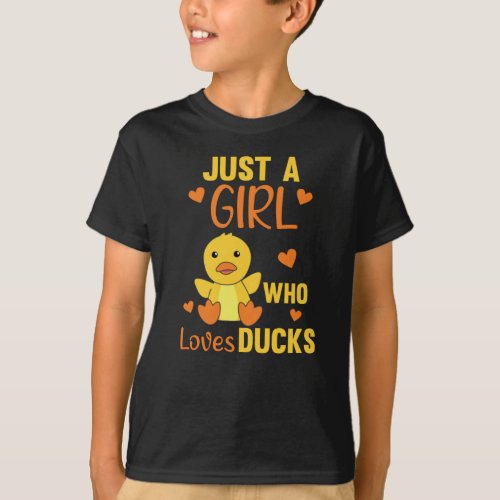 Just A Girl Who Loves Ducks Cute Ducks For Girls T_Shirt