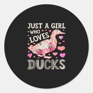 Just A Girl Who Loves Ducks Funny Duck Silhouette Classic Round Sticker