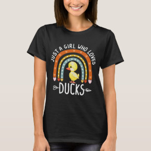 Just A Girl Who Loves Ducks Rainbow Cute Duck Love T-Shirt