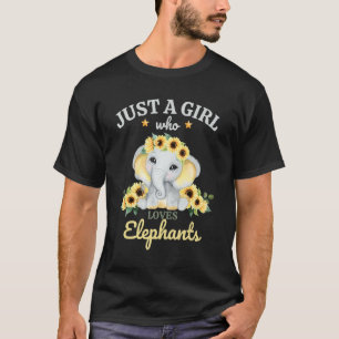 Just A Girl Who Loves Elephant Watercolor Sunflowe T-Shirt