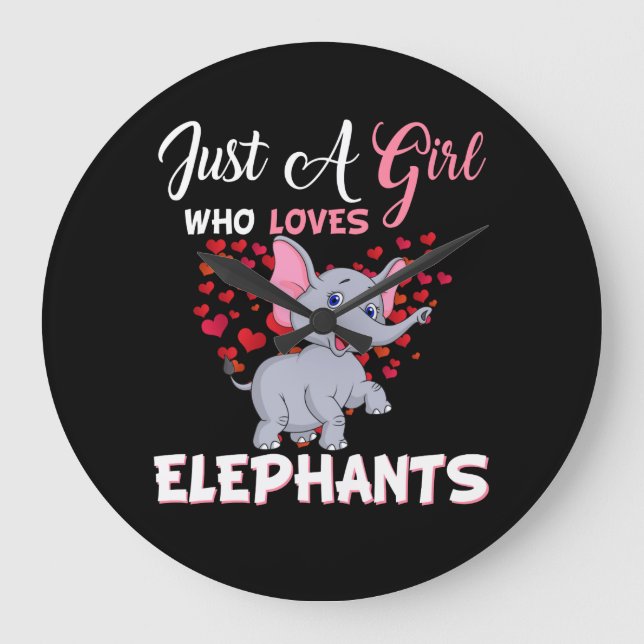 Just A Girl Who Loves Elephants Gifts Large Clock (Front)