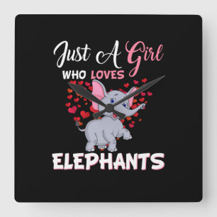 Just A Girl Who Loves Elephants Gifts Square Wall Clock