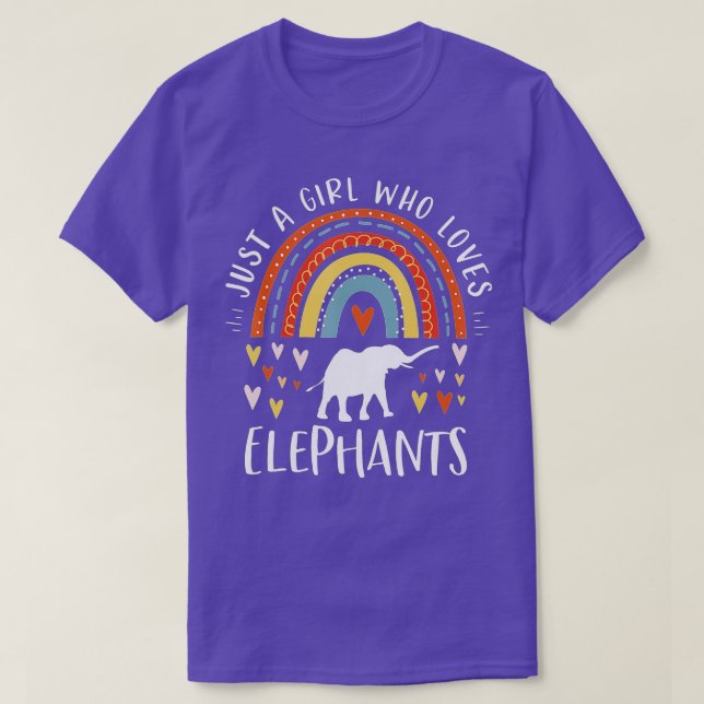 Just A Girl Who Loves Elephants Rainbow Gifts Elep T-Shirt (Design Front)