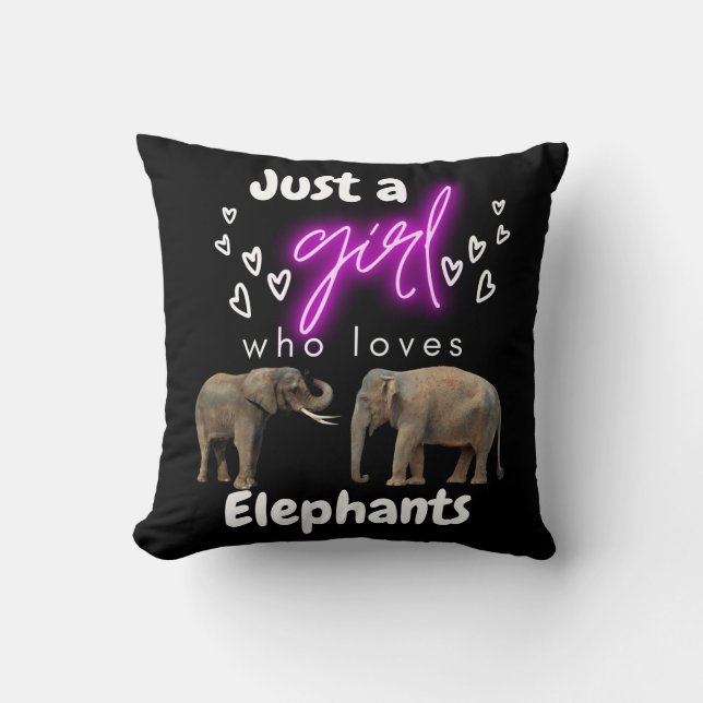Just A Girl Who Loves Elephants  Throw Pillow (Front)