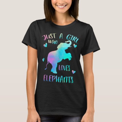 Just a Girl Who Loves Elephants Watercolor Elephan T_Shirt