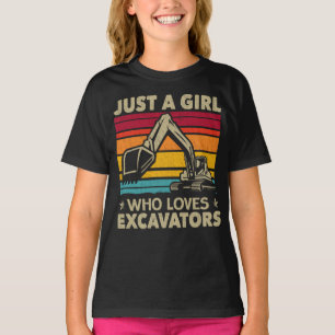 Just A Girl Who Loves Excavators Retro Excavator T-Shirt