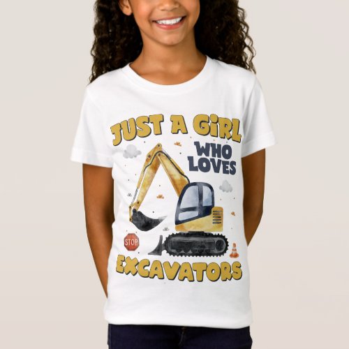 Just A Girl Who Loves Excavators Retro Excavator T_Shirt