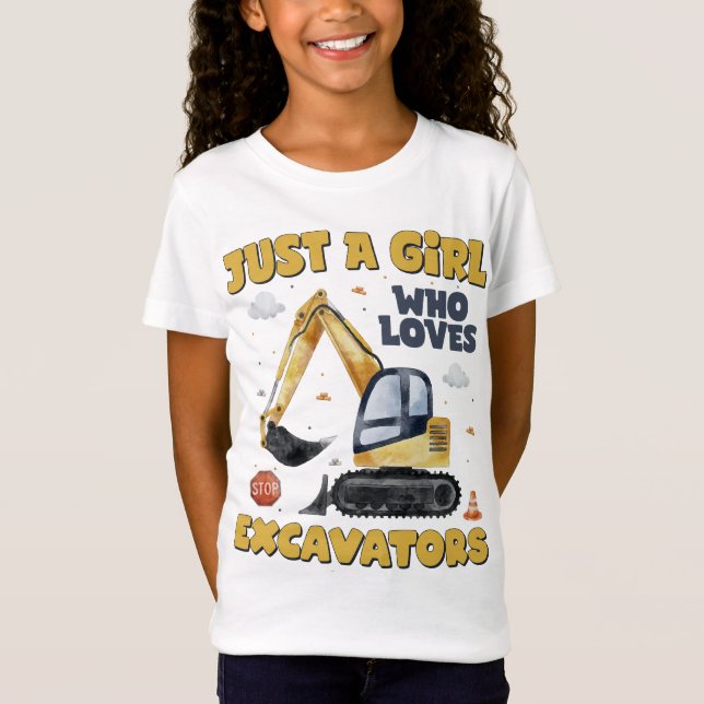 Just A Girl Who Loves Excavators Retro Excavator T-Shirt (Front)