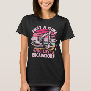 Just A Girl Who Loves Excavators Retro Excavator T-Shirt