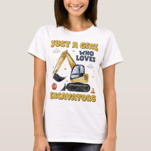 Just A Girl Who Loves Excavators Retro Excavator T-Shirt