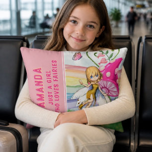 Just a Girl Who Loves Fairies Pink Accent Pillow