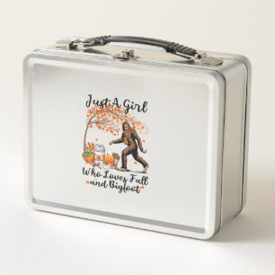 Just A Girl Who Loves Fall And Bigfoot Gift Thanks Metal Lunch Box