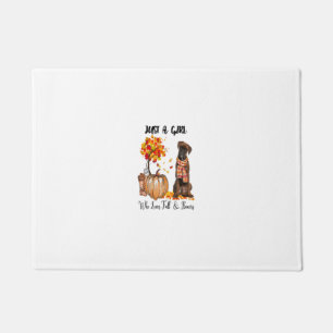 Just A Girl Who Loves Fall And Brindle Boxer Pumpk Doormat