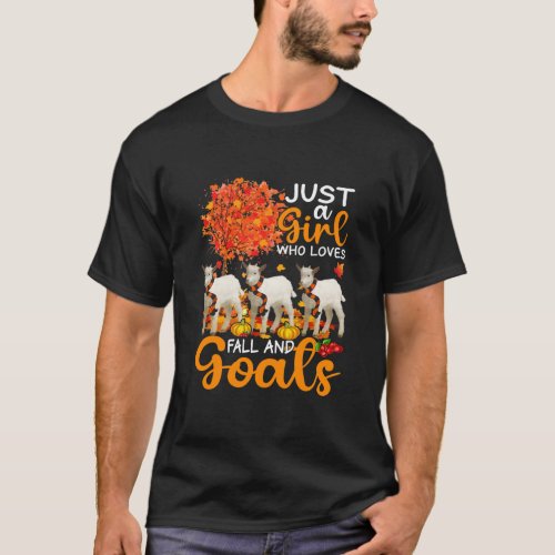 Just A Girl Who Loves Fall And Goats Thanksgiving T_Shirt