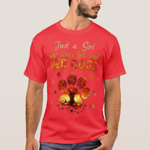 Just A Girl Who Loves Fall And Her Dogs Autumn Dog T-Shirt