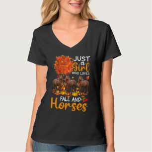 Just A Girl Who Loves Fall And Horses Thanksgiving T-Shirt