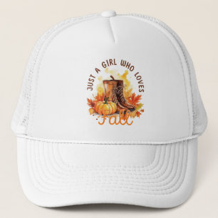 Just A Girl Who Loves Fall – Cozy Autumn Vibes Trucker Hat