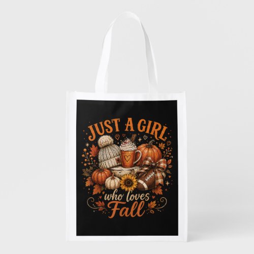 Just A Girl Who Loves Fall Football Pumpkin Spice Grocery Bag