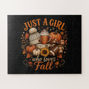 Just A Girl Who Loves Fall Football Pumpkin Spice Jigsaw Puzzle
