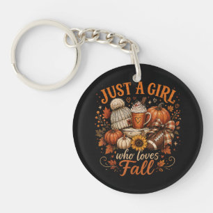 Just A Girl Who Loves Fall Football Pumpkin Spice Keychain