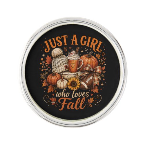 Just A Girl Who Loves Fall Football Pumpkin Spice Lapel Pin