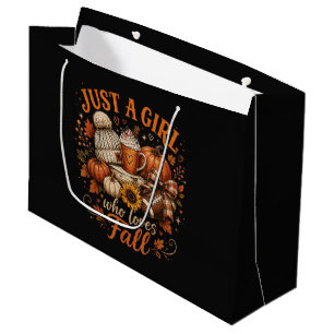 Just A Girl Who Loves Fall Football Pumpkin Spice Large Gift Bag
