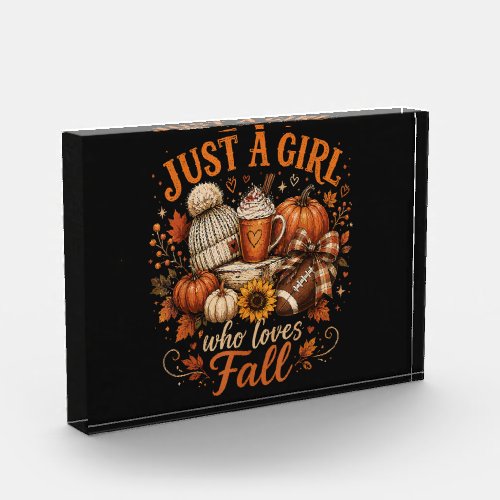 Just A Girl Who Loves Fall Football Pumpkin Spice Photo Block