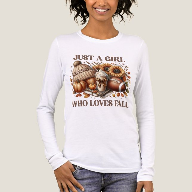 JUST A GIRL WHO LOVES FALL FOOTBALL SUNFLOWERS Tri-Blend SHIRT (Front)