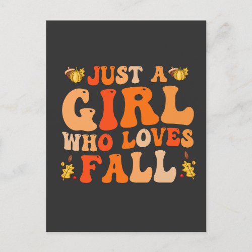 Just a Girl Who Loves Fall Funn Groovy Fall Gift  Postcard
