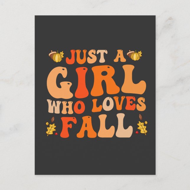 Just a Girl Who Loves Fall Funn Groovy Fall Gift  Postcard (Front)