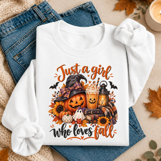 Just A Girl Who Loves Fall Halloween Pumpkin Spice Sweatshirt