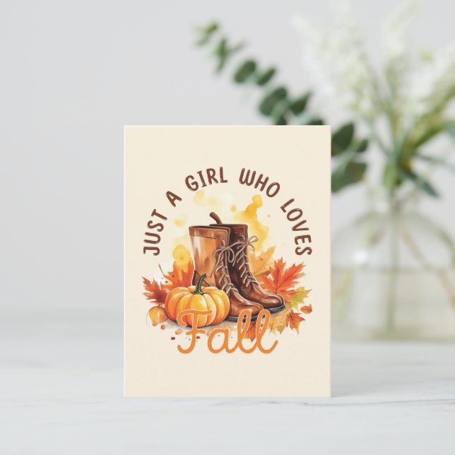 Just A Girl Who Loves Fall Postcard (Standing Front)