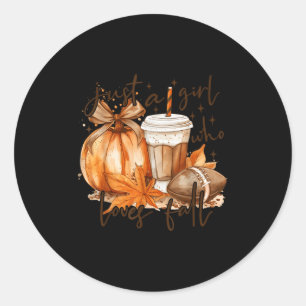 Just A Girl Who Loves Fall Pumpkin Cozy Autumn Fal Classic Round Sticker