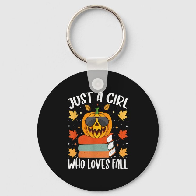 Just A Girl Who Loves Fall Pumpkin Cozy Autumn  Keychain (Front)