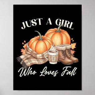 Just A Girl Who Loves Fall Pumpkin Football Cozy A Poster