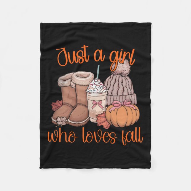 Just A Girl Who Loves Fall Pumpkin Spice Coquette  Fleece Blanket (Front)