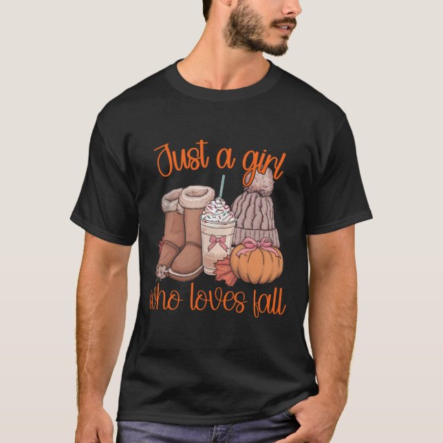 Just A Girl Who Loves Fall Pumpkin Spice Coquette  T-Shirt (Front)