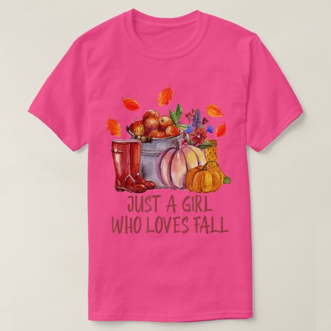 Just A Girl Who Loves Fall Pumpkin Spice Cute Autu T-Shirt (Design Front)