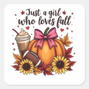 Just a Girl Who Loves Fall Pumpkin Spice Latte Square Sticker