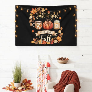 Just A Girl Who Loves Fall Season Coffee Autumn Banner
