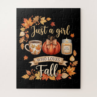 Just A Girl Who Loves Fall Season Coffee Autumn Jigsaw Puzzle