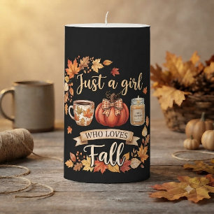 Just A Girl Who Loves Fall Season Coffee Autumn Pillar Candle